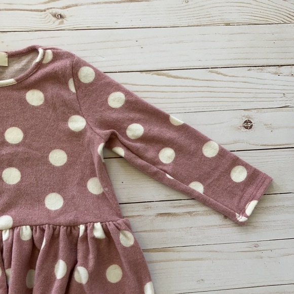 Girls Mauve & Cream Long Sleeve PolkaDit Tunic Top - Picture 3 of 5
